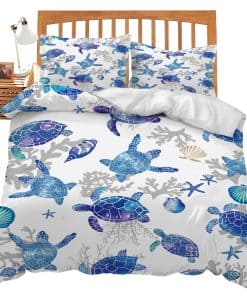 Juego de ropa de cama de tortuga marina Juego de funda
