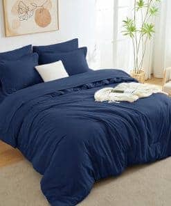 Juego de Edredón Completo CozyLux en Azul Marino, 7 Piezas