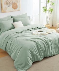 Juego de edredón completo CozyLux Sage Green, 7 piezas,