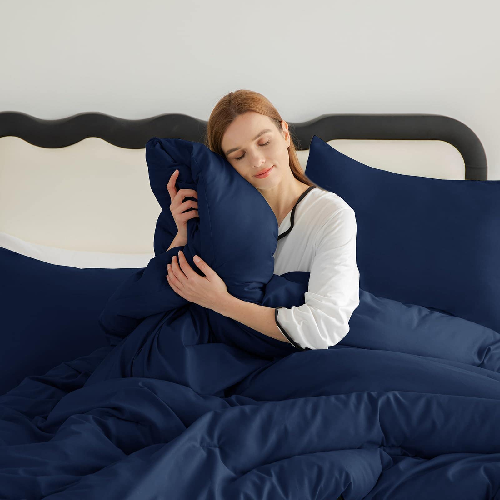 Juego de Edredón CozyLux Azul Marino Tamaño Completo, 3 - Imagen 9