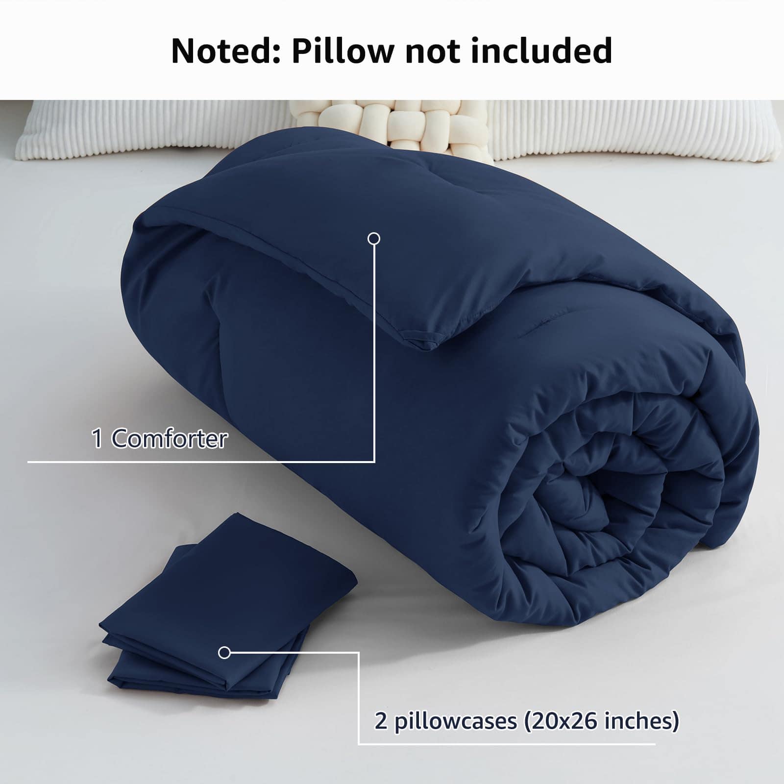 Juego de Edredón CozyLux Azul Marino Tamaño Completo, 3 - Imagen 8