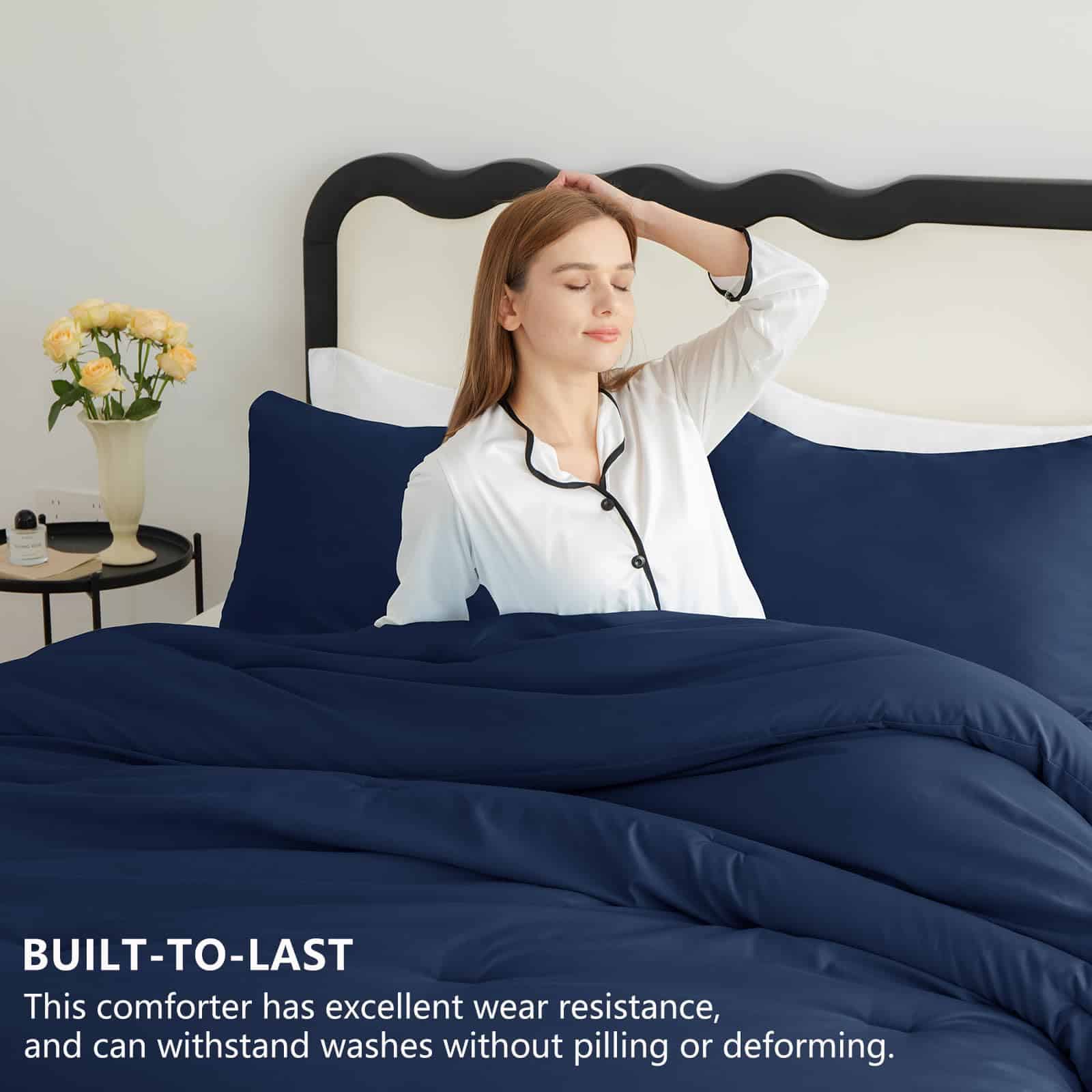 Juego de Edredón CozyLux Azul Marino Tamaño Completo, 3 - Imagen 3