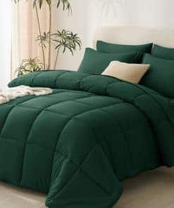 Edredón King Size CozyLux color verde esmeralda, juego de