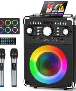 Máquina de Karaoke Certificada Pro Audio con Micrófonos,