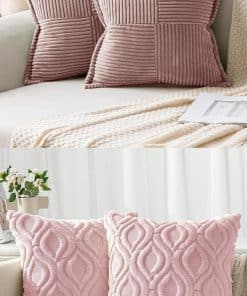 MIULEE Pack de 4 Fundas de Almohada de Pana de Oveja para