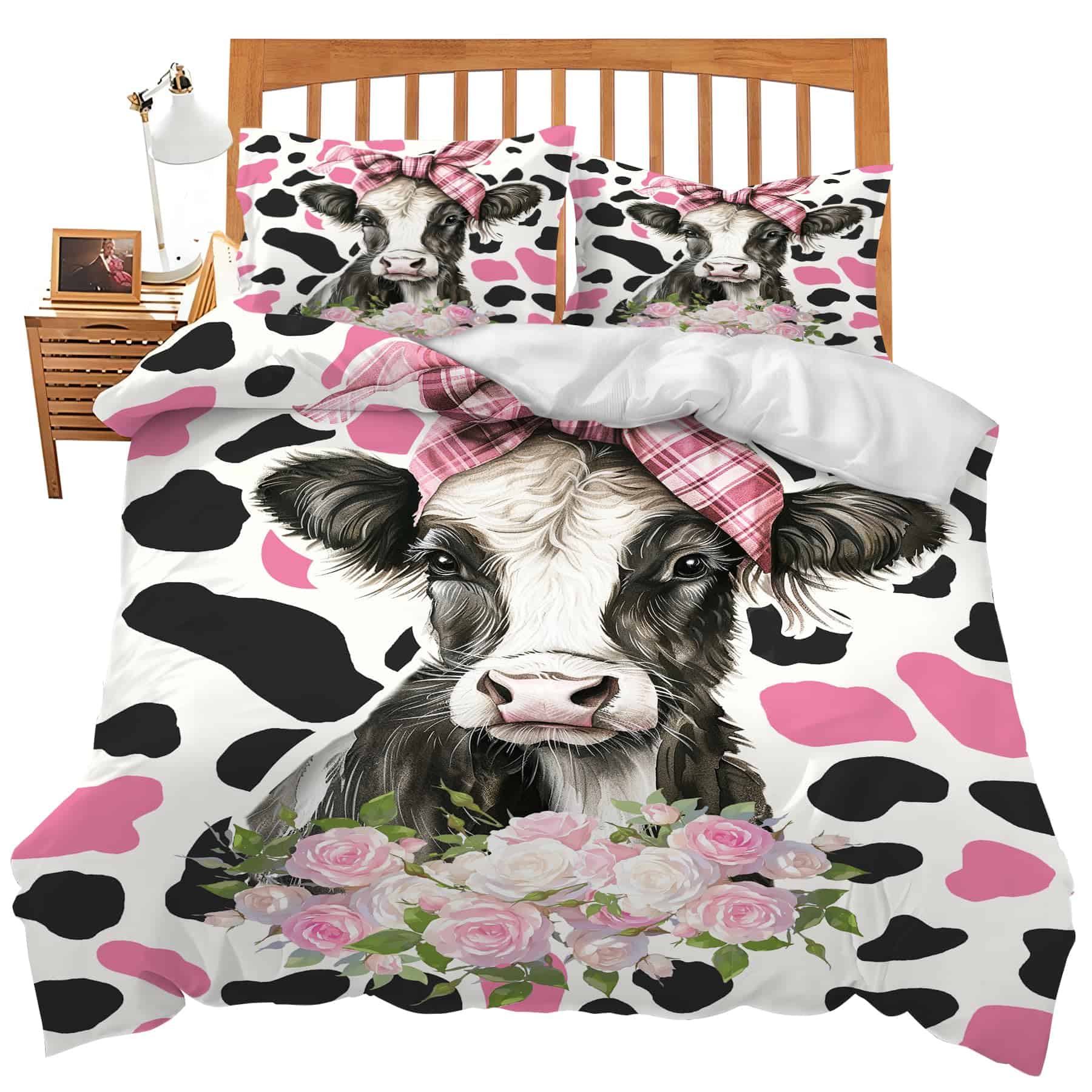 Set de Ropa de Cama con Tema de Vaca Juego de Conforter