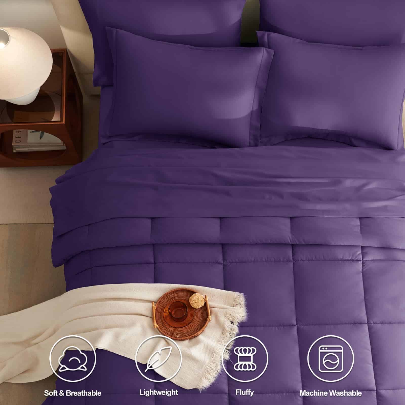 Juego de Edredón Morado tamaño King CozyLux de 7 piezas - Imagen 3