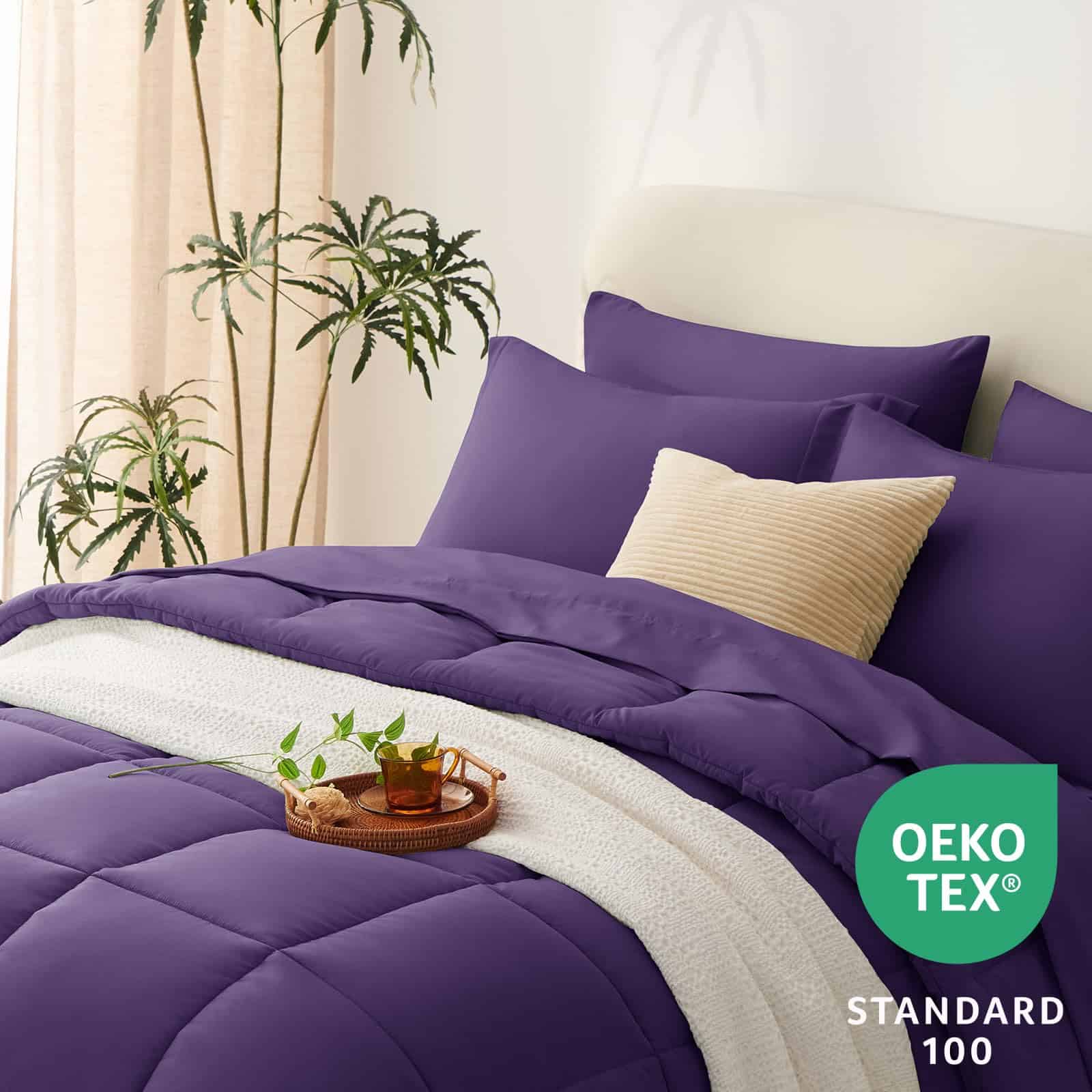 Juego de Edredón Morado tamaño King CozyLux de 7 piezas - Imagen 4