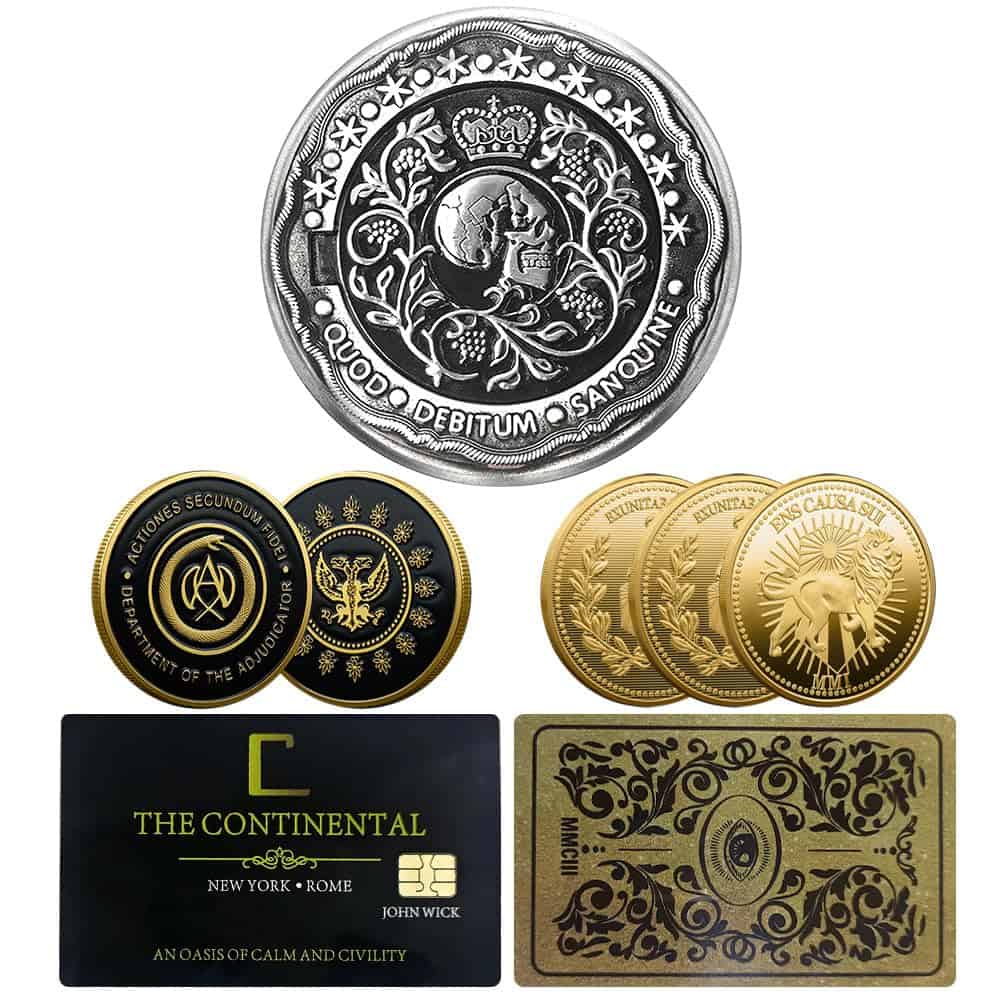 Conjunto de 6 Monedas y Tarjetas de John Wick - 3 Monedas