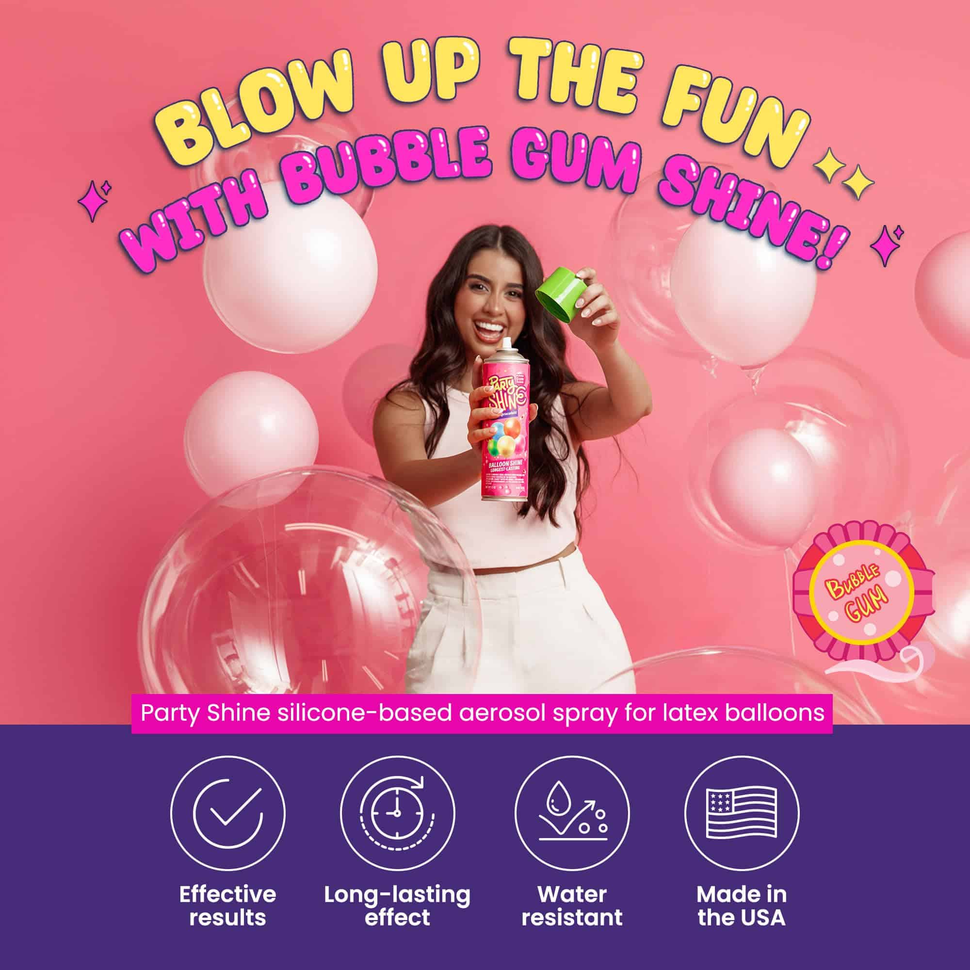 Spray Brillante para Globos de Chicle Party Shine, Spray de - Imagen 3