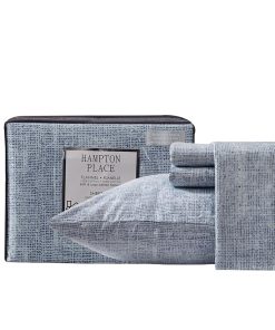 Juego de sábanas de franela 100% algodón Queen -Azul Claro