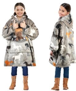 Manta con capucha Solaris con patrón de caballos para