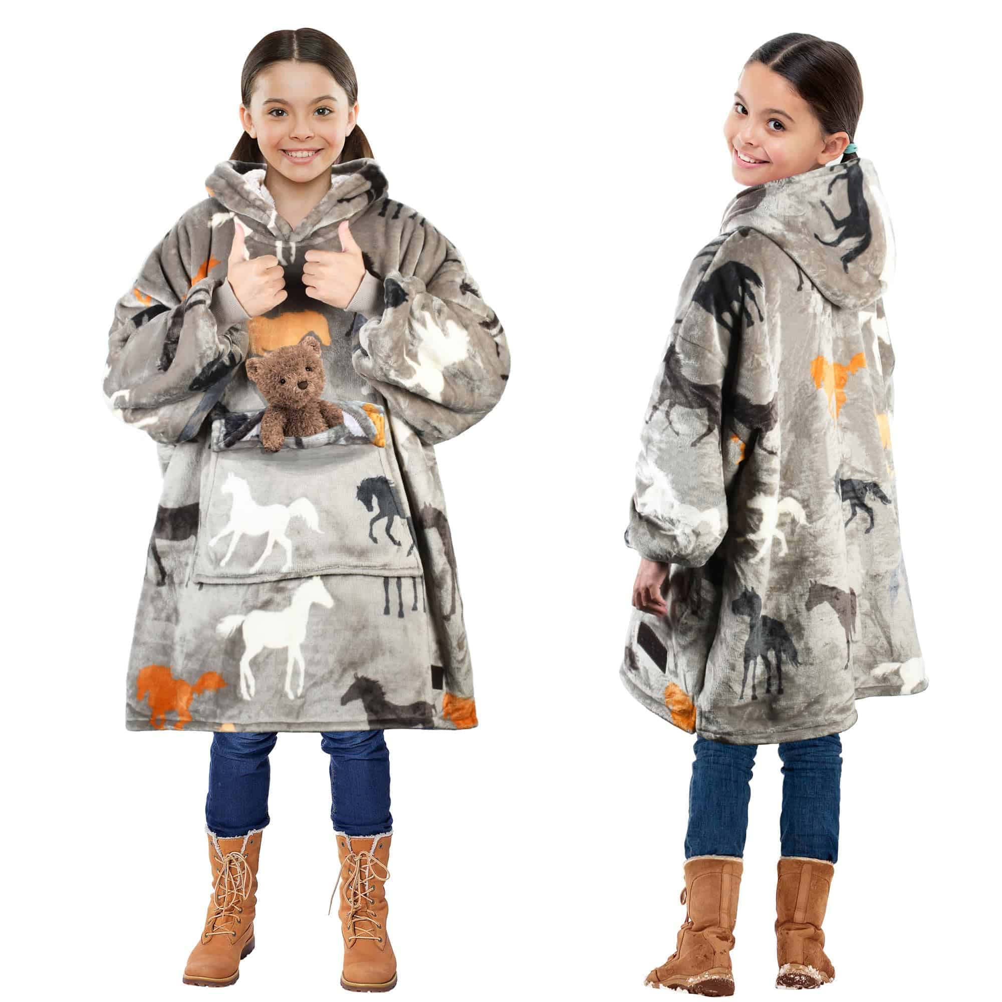 Manta con capucha Solaris con patrón de caballos para