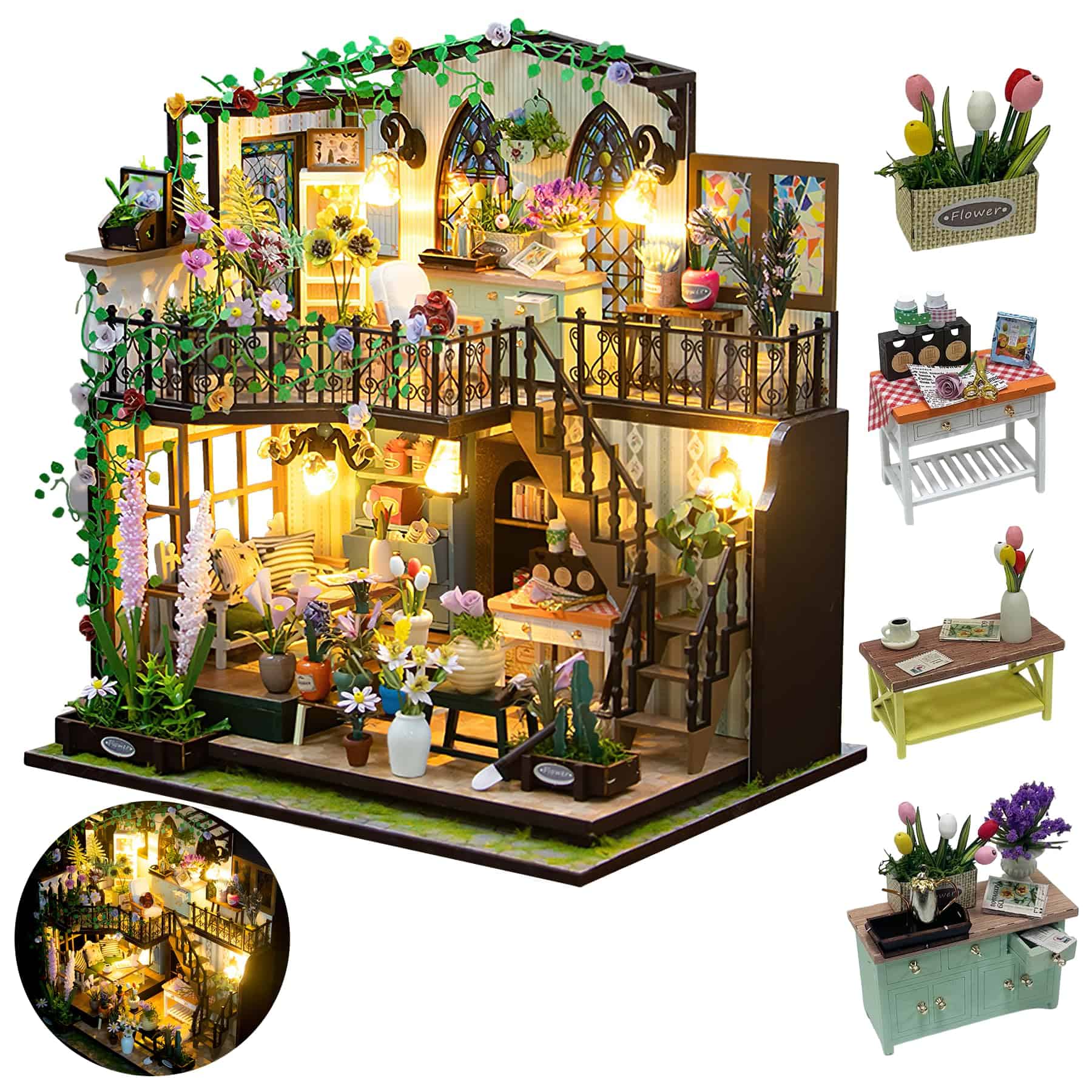 Kit de Casa de Muñecas en Miniatura DIY, Kit de -Colorido