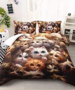 Suncloris Juego de Edredón de Gatitos de Dibujos Animados