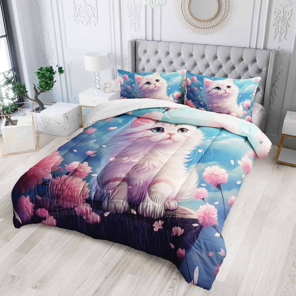 Set de Edredón Suncloris Lovely Cartoon Kitten para Niños y - Imagen 3