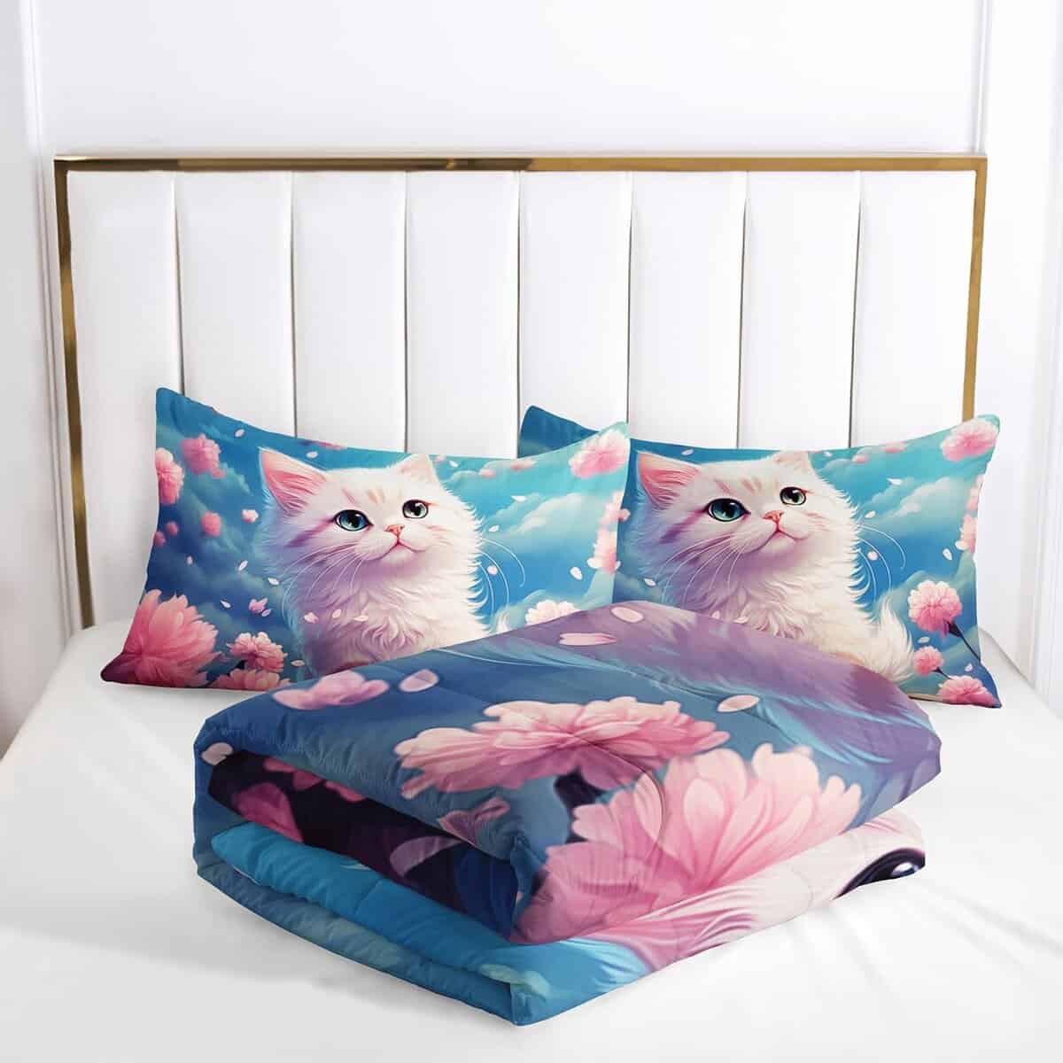 Set de Edredón Suncloris Lovely Cartoon Kitten para Niños y - Imagen 5