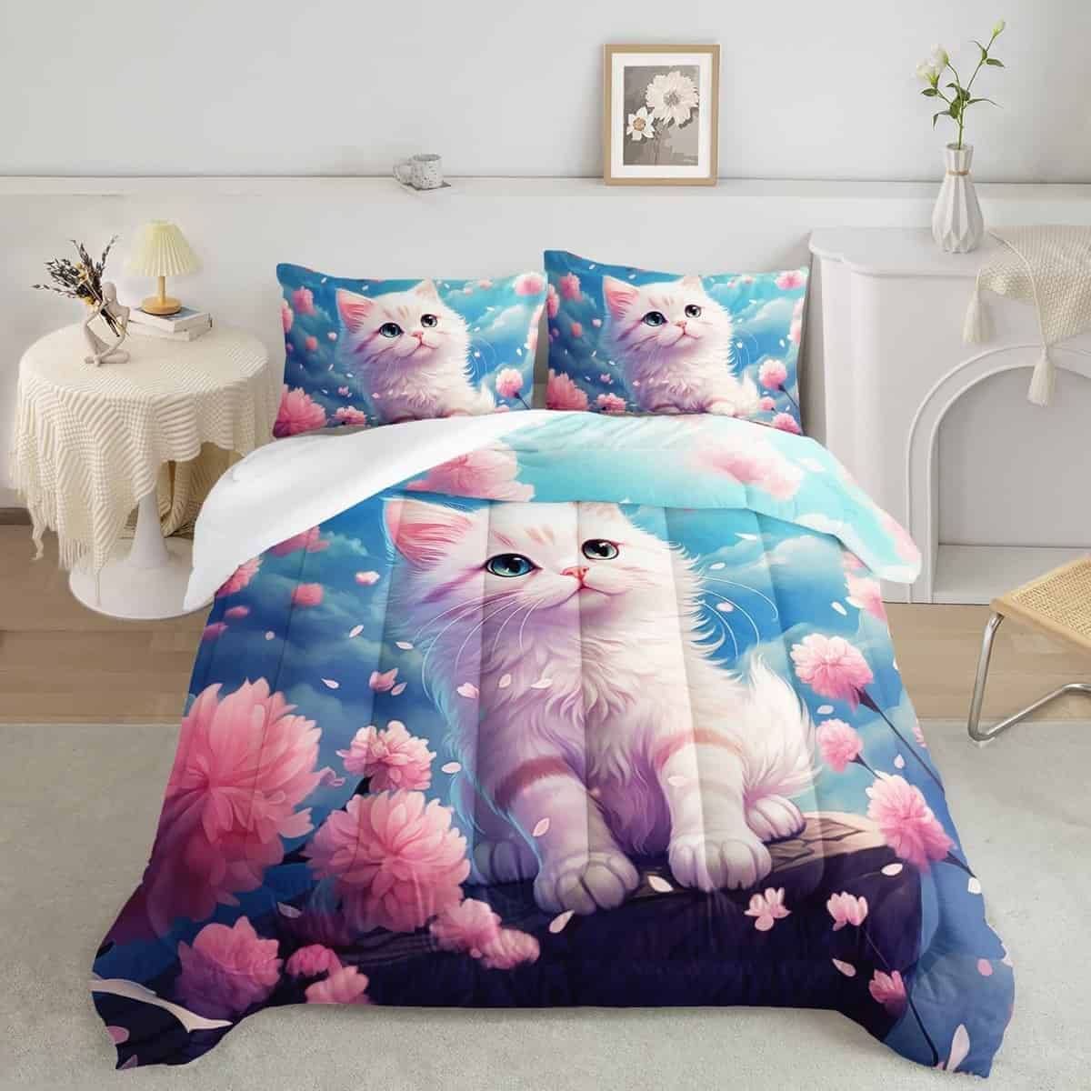 Set de Edredón Suncloris Lovely Cartoon Kitten para Niños y