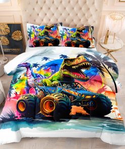 Juego de Edredón de Camión Monstruo de Dibujos Animados