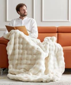 Manta de piel de conejo sintético para sofá de TINA'S HOME