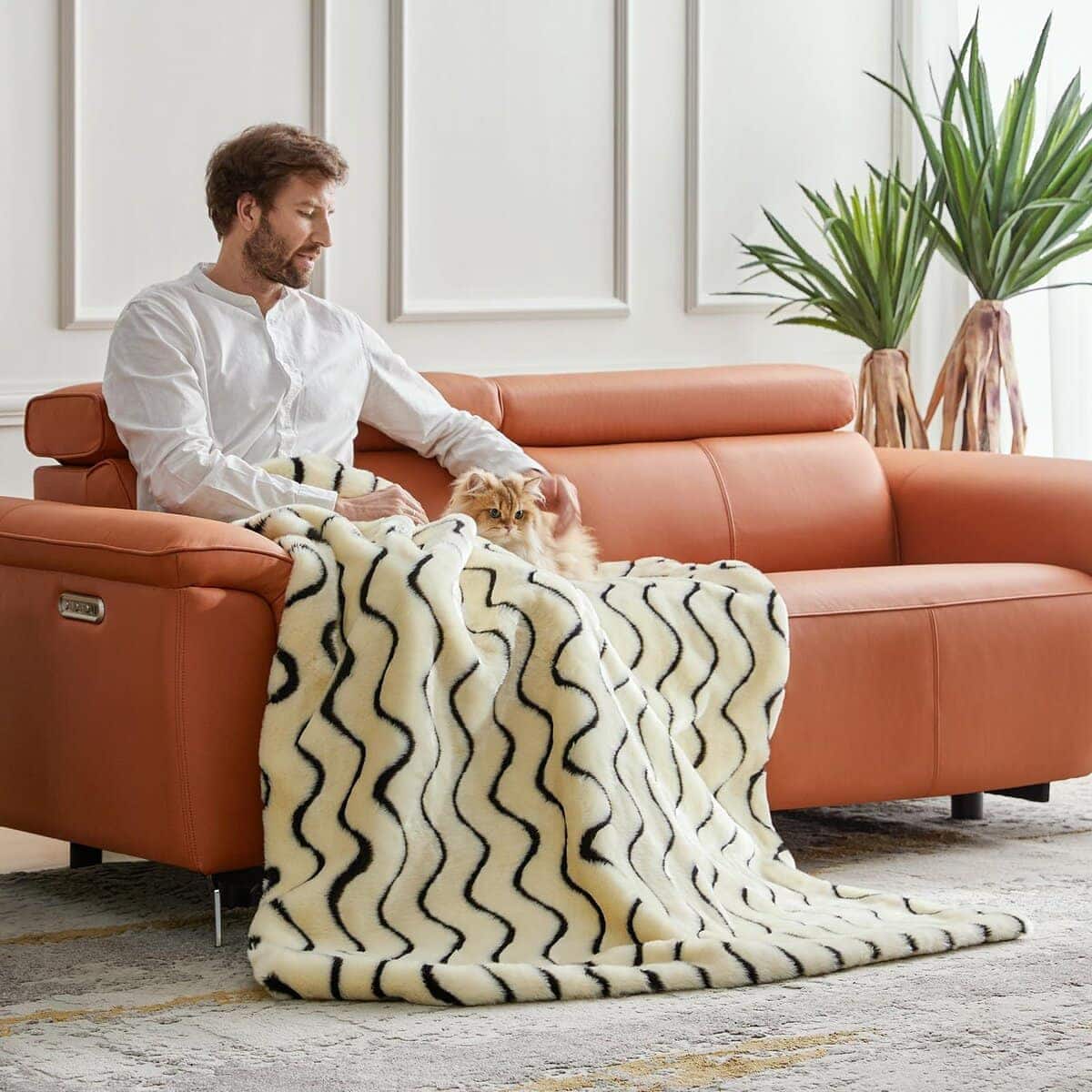 Manta de piel sintética para sofá TINA'S HOME - Manta de - Imagen 8