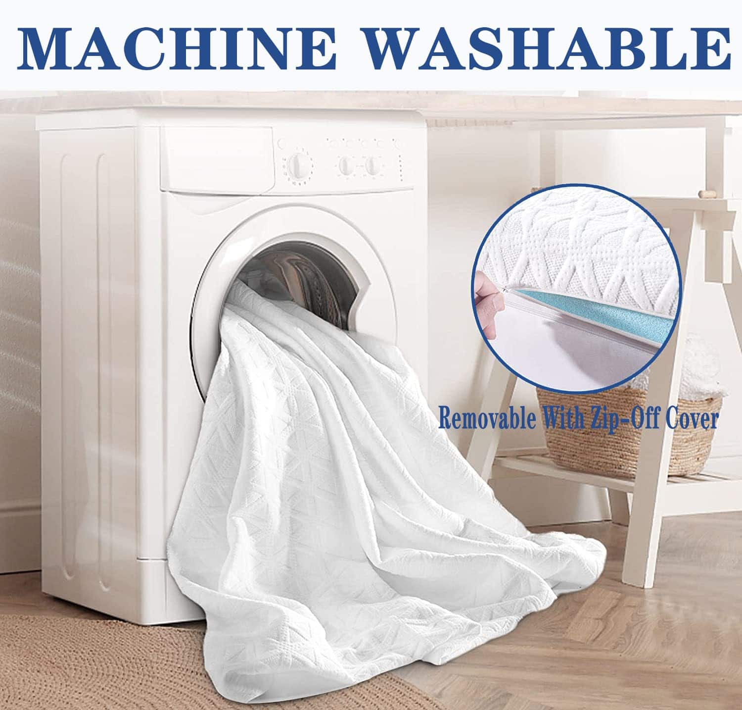 Topper de colchón de espuma viscoelástica de 3 -Blanco - Imagen 8