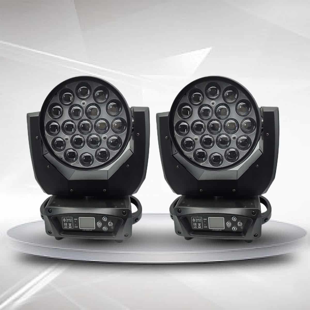 Weikass 2pcs LED 19x15W Wash Zoom Moving Head Light DJ