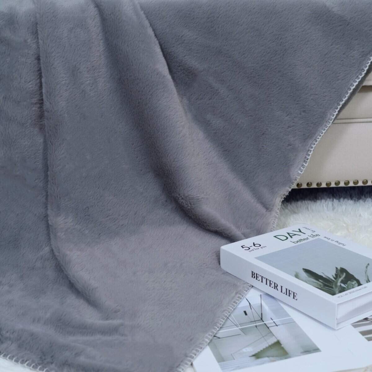 Manta de piel de conejo de imitación cálida SeaBeauty, - Imagen 5