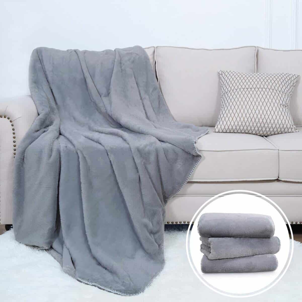 Manta de piel de conejo de imitación cálida SeaBeauty,