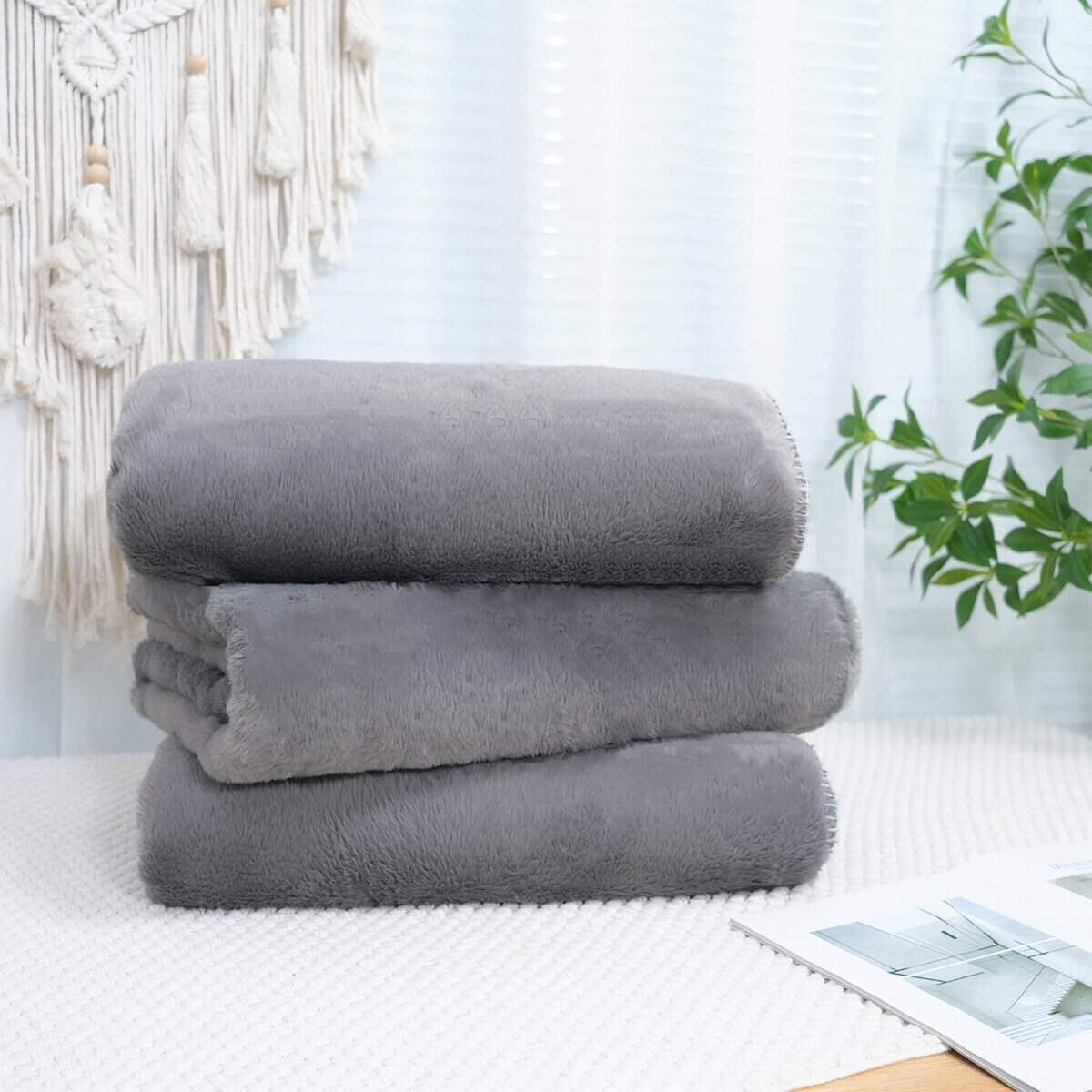 Manta de piel de conejo de imitación cálida SeaBeauty, - Imagen 3