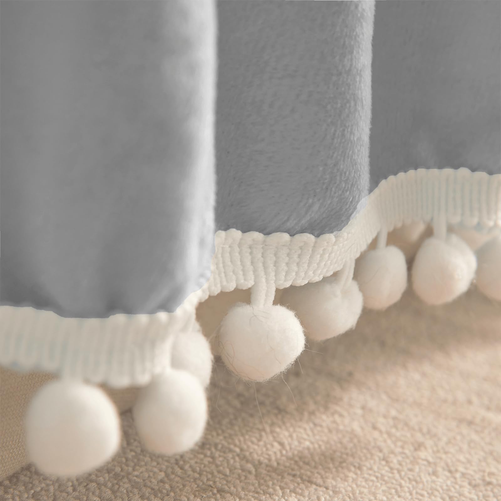 Falda de cama de terciopelo con borlas Pom Pom, falda de - Imagen 9