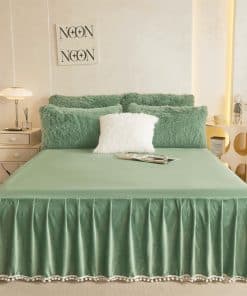 Falda de Cama de Terciopelo Pom Pom, Falda de Cama de 22