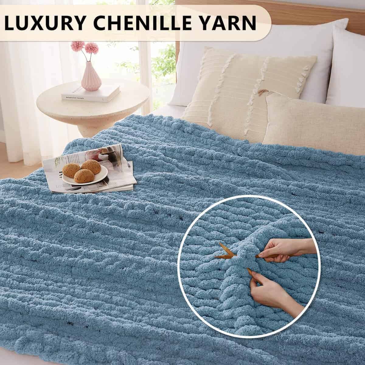 Manta de Punto Grueso L'AGRATY, Manta de Chenilla Suave - Imagen 4