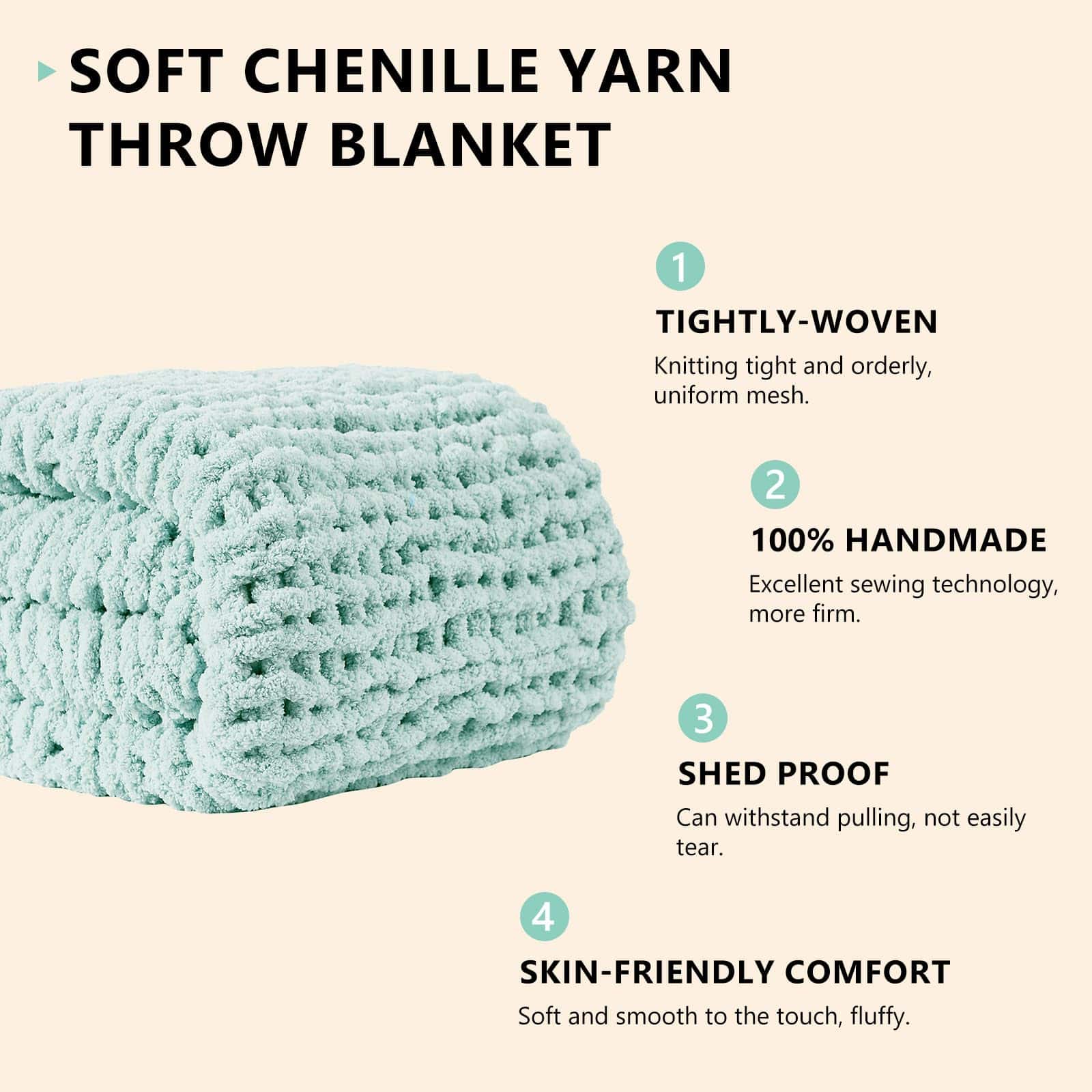 Manta de Punto Grueso L'AGRATY: 50''x60'' -Verde Menta - Imagen 3