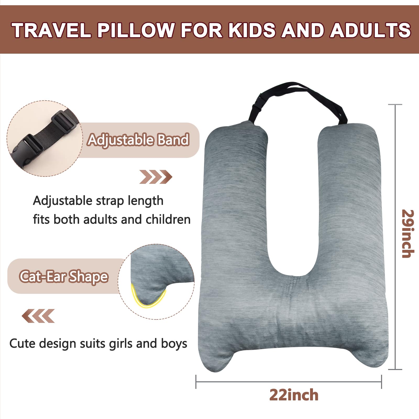 Cojín de Viaje de Espuma Viscoelástica para Niños, Cojín - Imagen 5