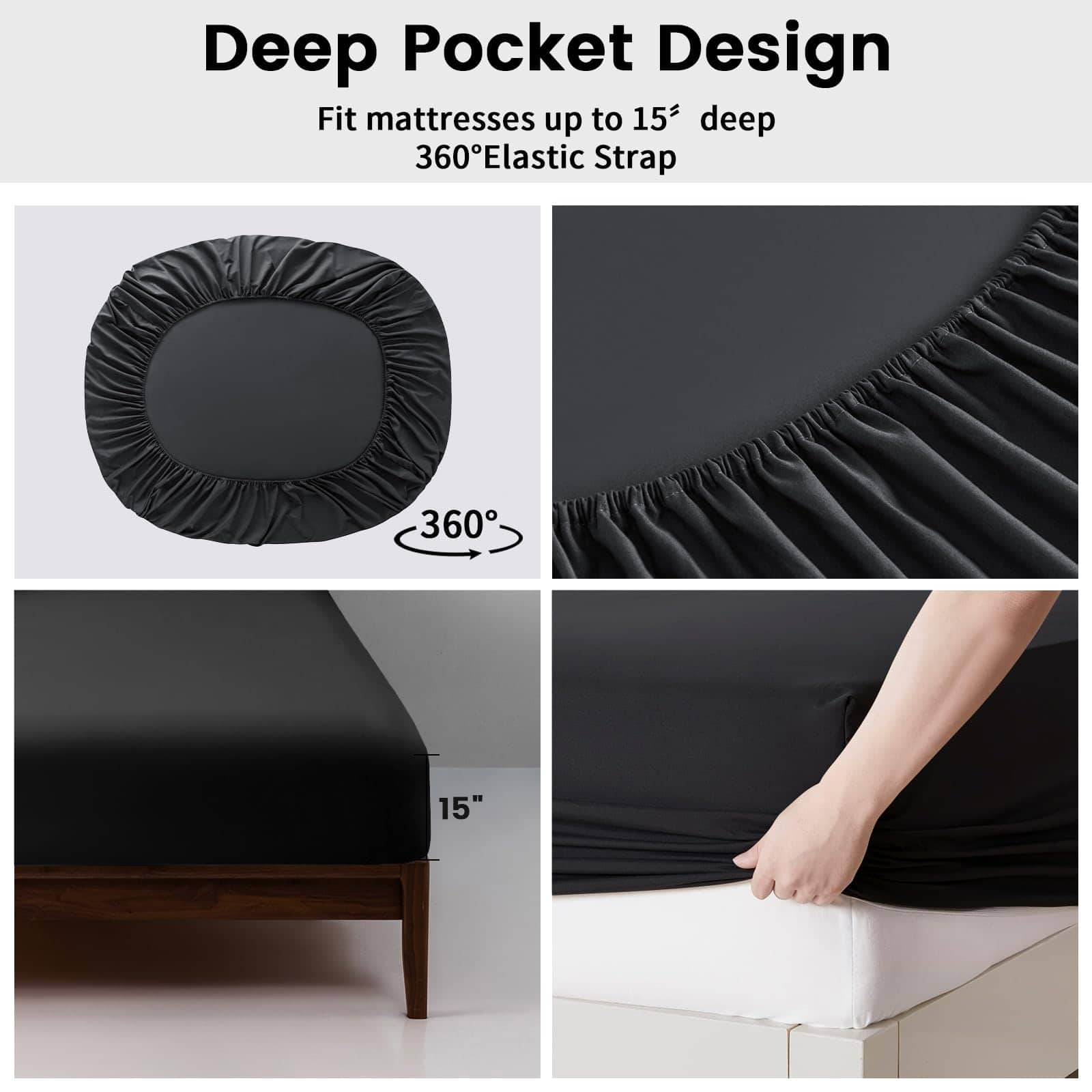 Juego de Sábanas ILVOE para Cama Matrimonial, 4 Piezas de - Imagen 4