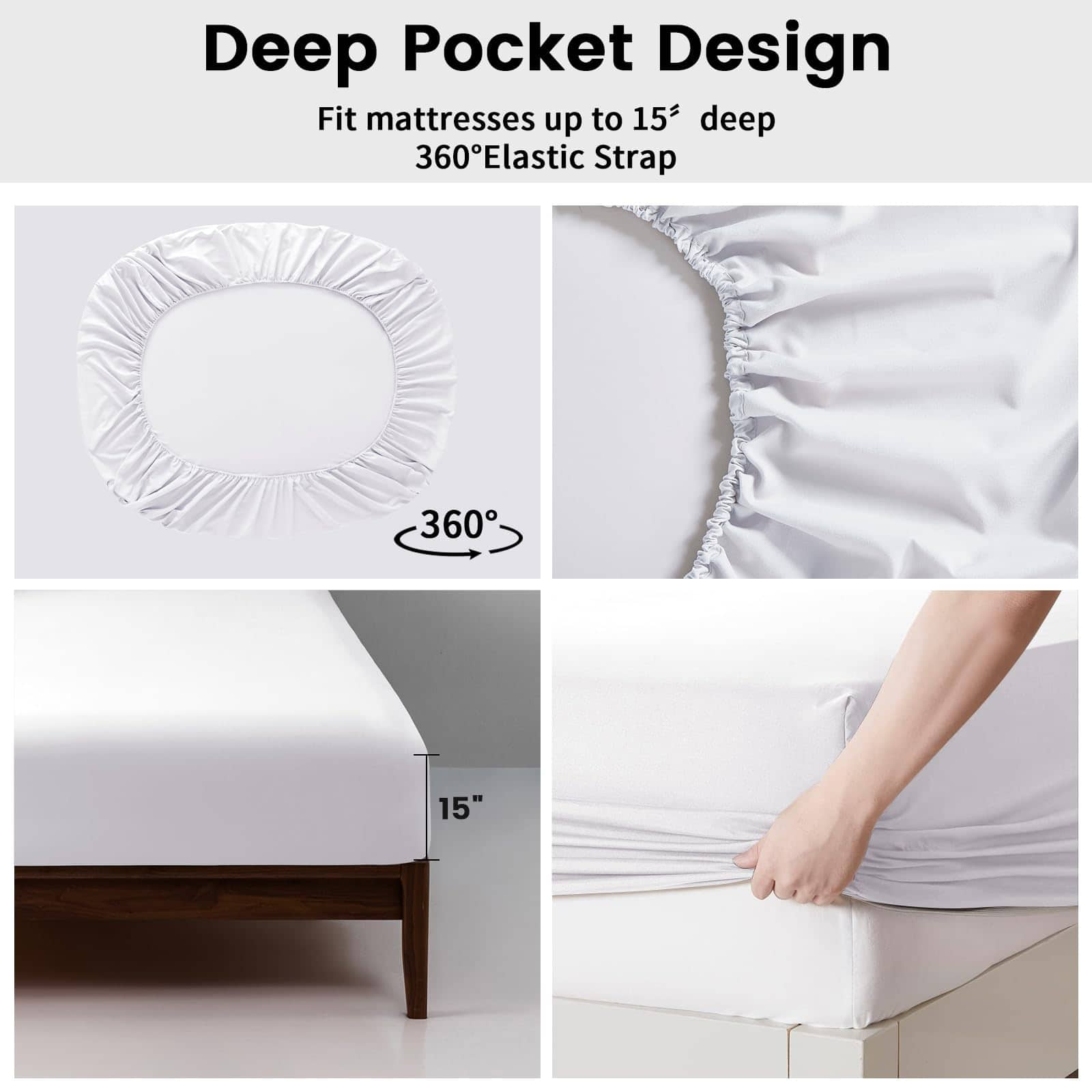 Juego de Sábanas tamaño Queen ILVOE de 4 Piezas, -Blanco - Imagen 4