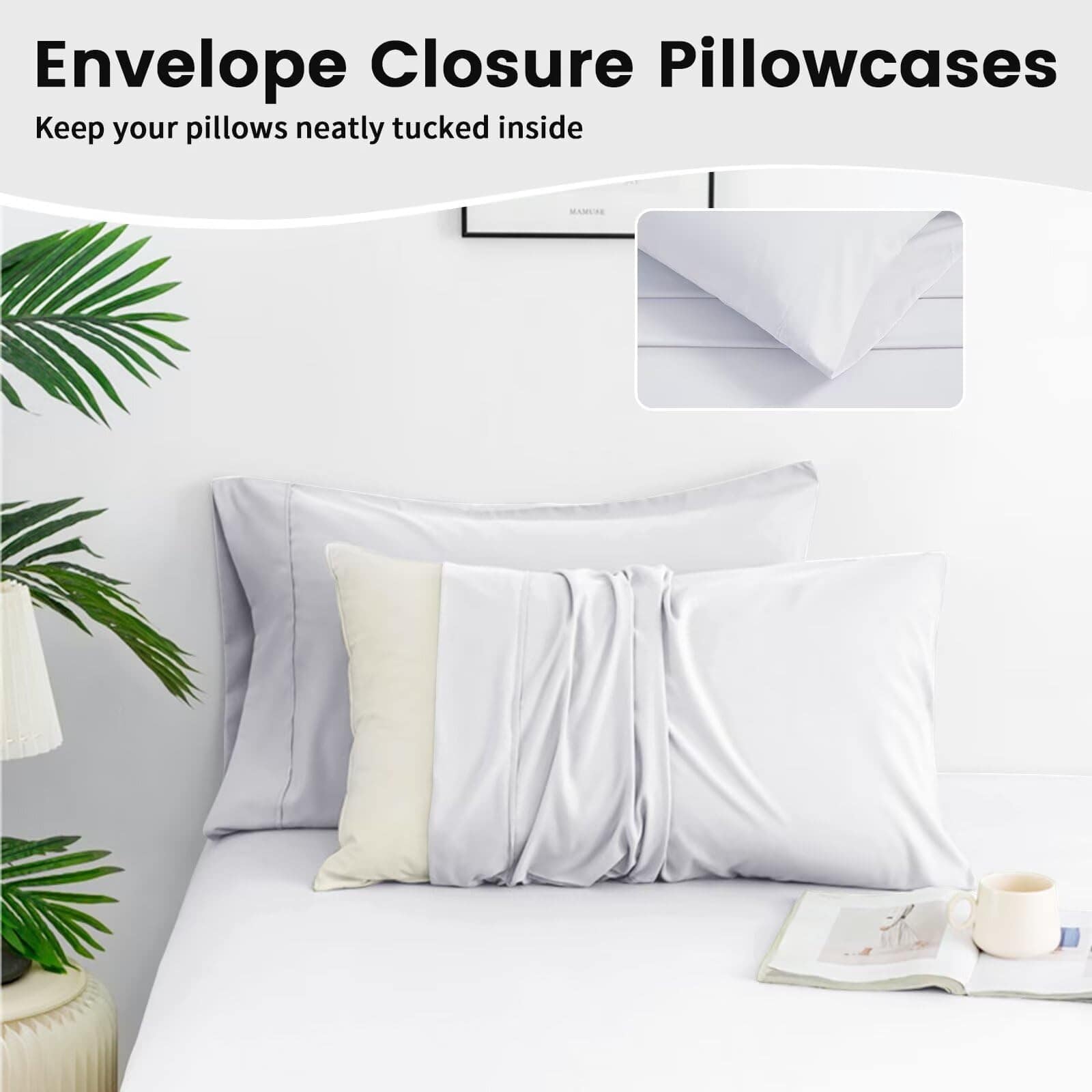 Juego de Sábanas tamaño Queen ILVOE de 4 Piezas, -Blanco - Imagen 7