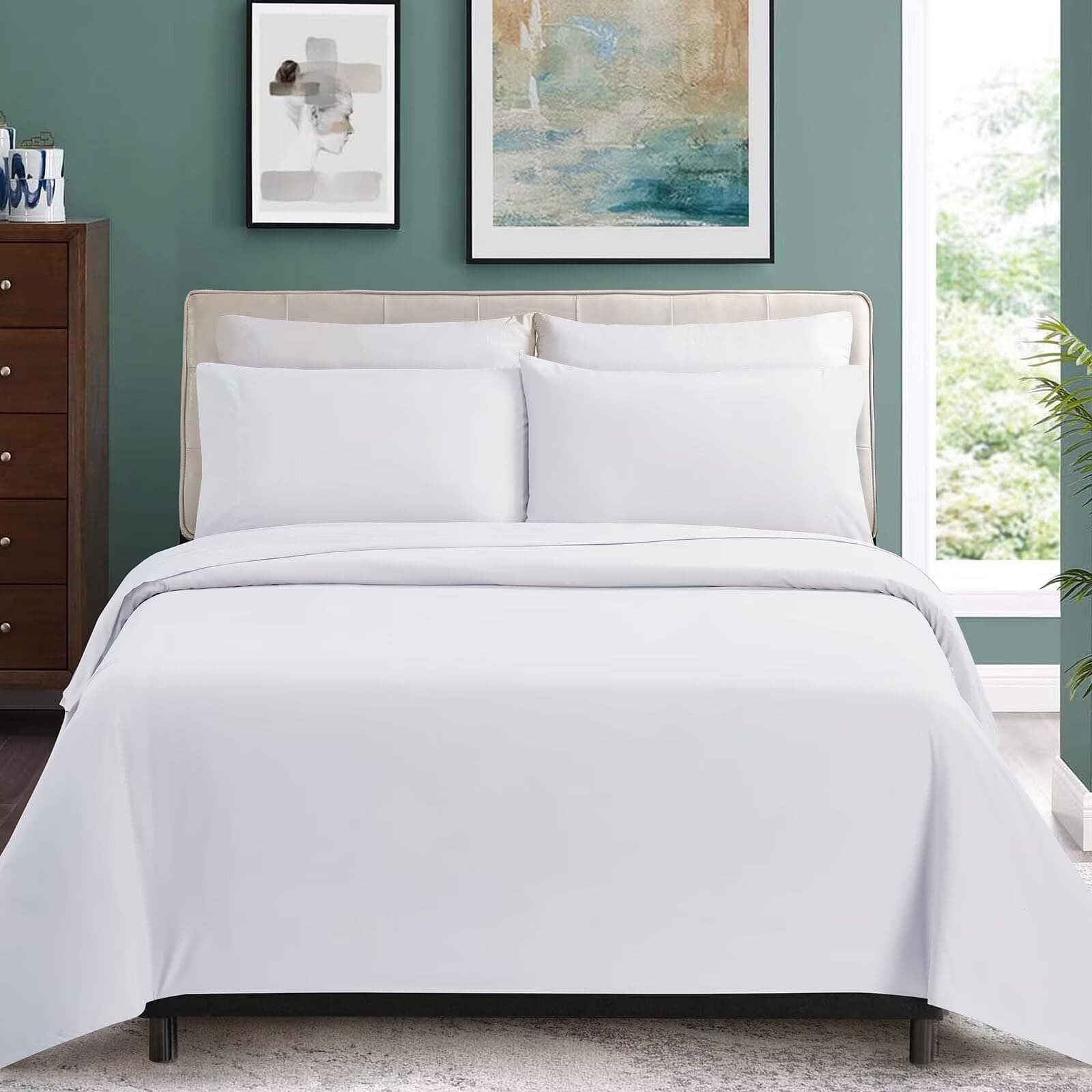 Juego de Sábanas tamaño Queen ILVOE de 4 Piezas, -Blanco - Imagen 3