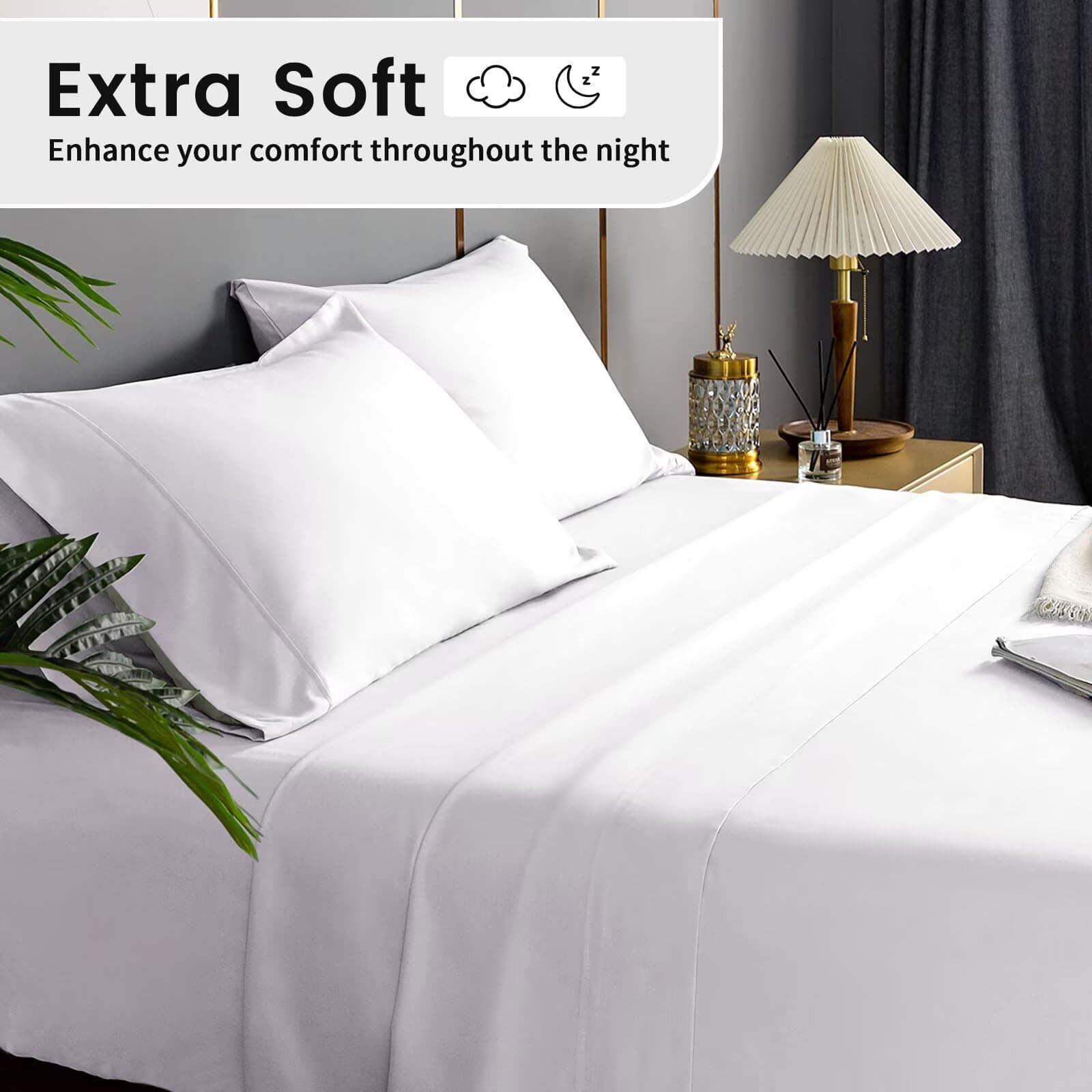 Juego de Sábanas tamaño Queen ILVOE de 4 Piezas, -Blanco - Imagen 5