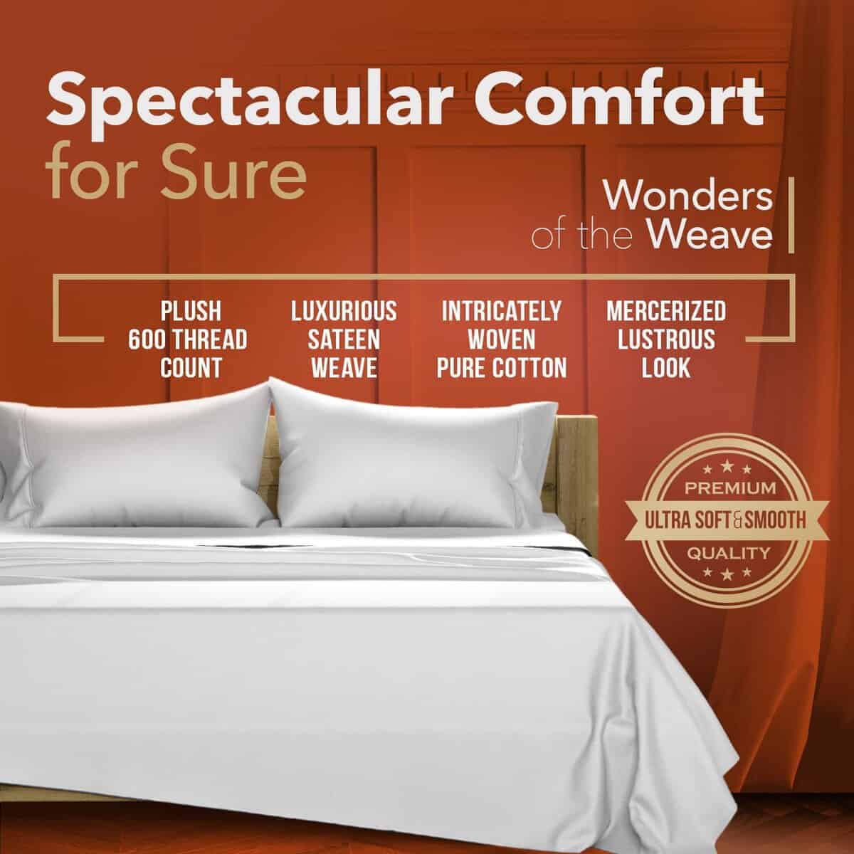 Juego de sábanas de lujo de algodón egipcio tamaño queen - Imagen 4