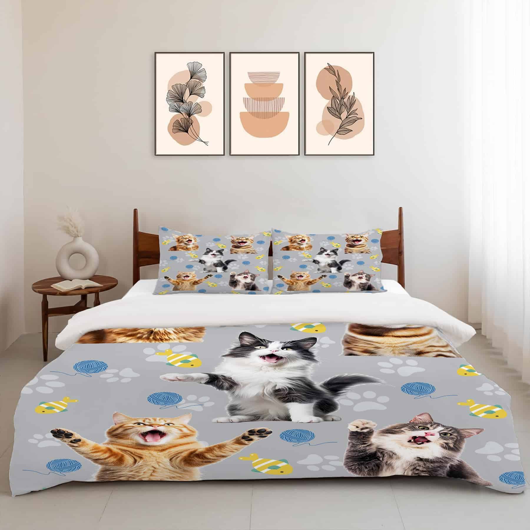 Juego de Ropa de Cama Tierno Cat Twin Queen King Full Size - Imagen 6