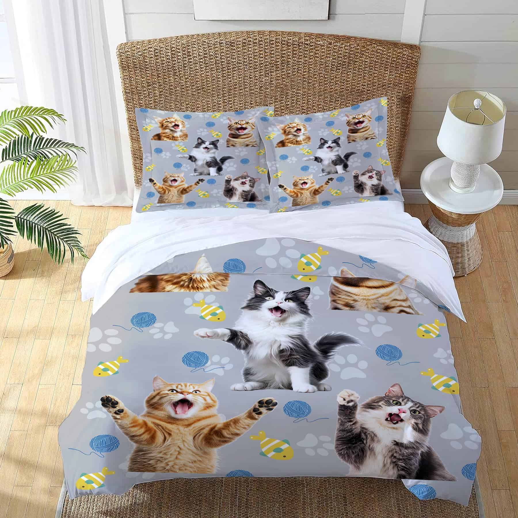 Juego de Ropa de Cama Tierno Cat Twin Queen King Full Size - Imagen 4
