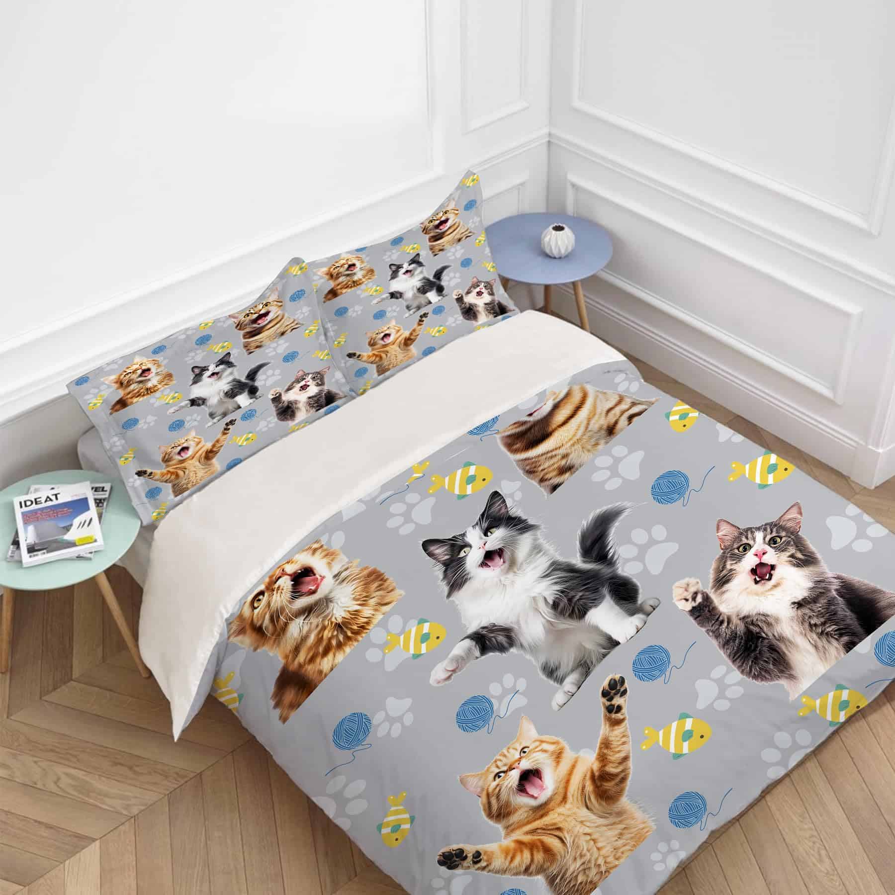 Juego de Ropa de Cama Tierno Cat Twin Queen King Full Size - Imagen 3