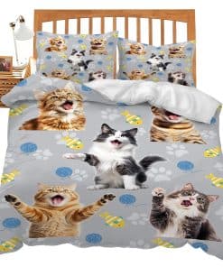 Juego de Ropa de Cama Tierno Cat Twin Queen King Full Size