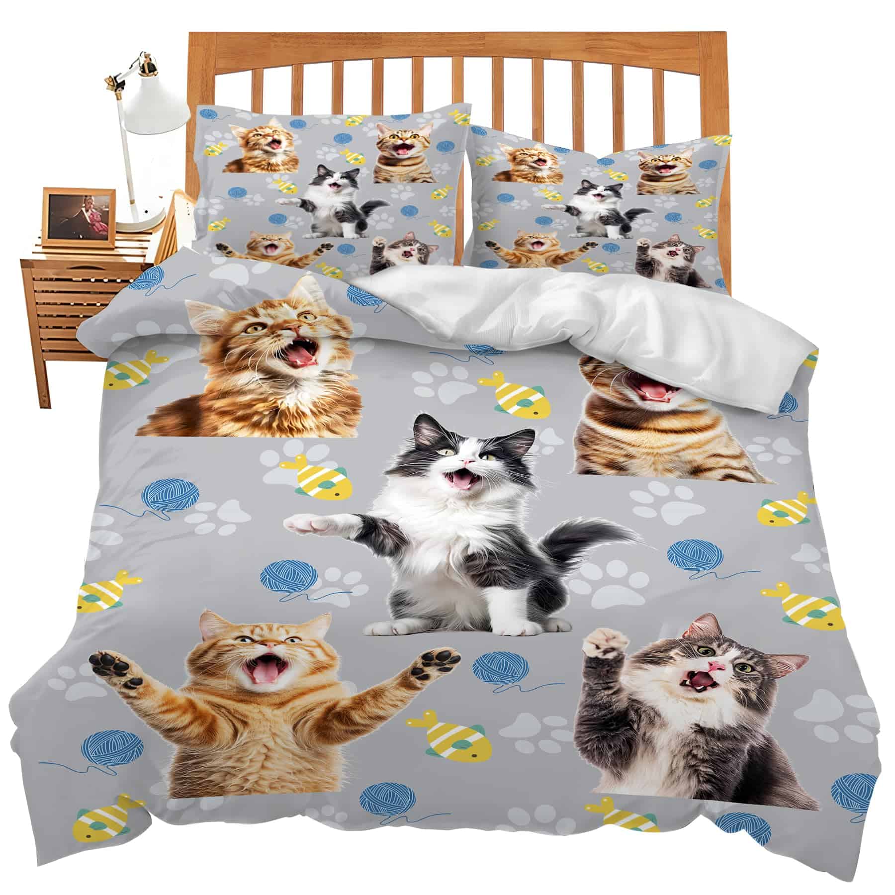 Juego de Ropa de Cama Tierno Cat Twin Queen King Full Size