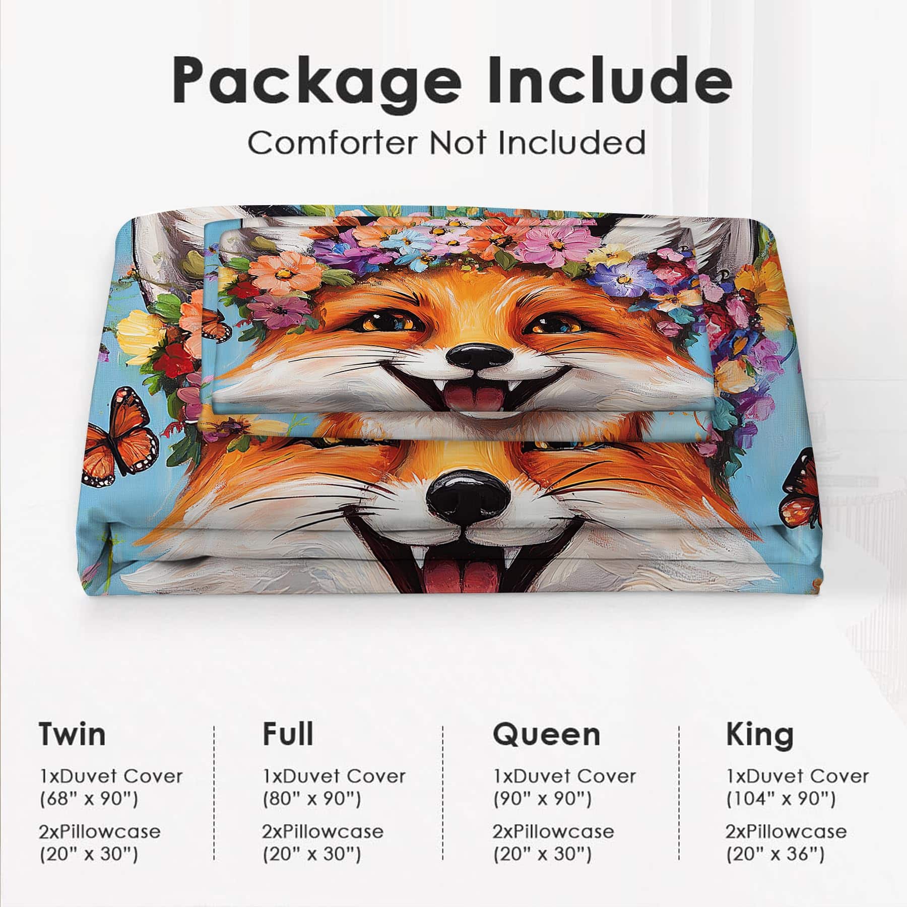 Juego de Ropa de Cama de Zorro Lindo Twin Queen King Full - Imagen 7