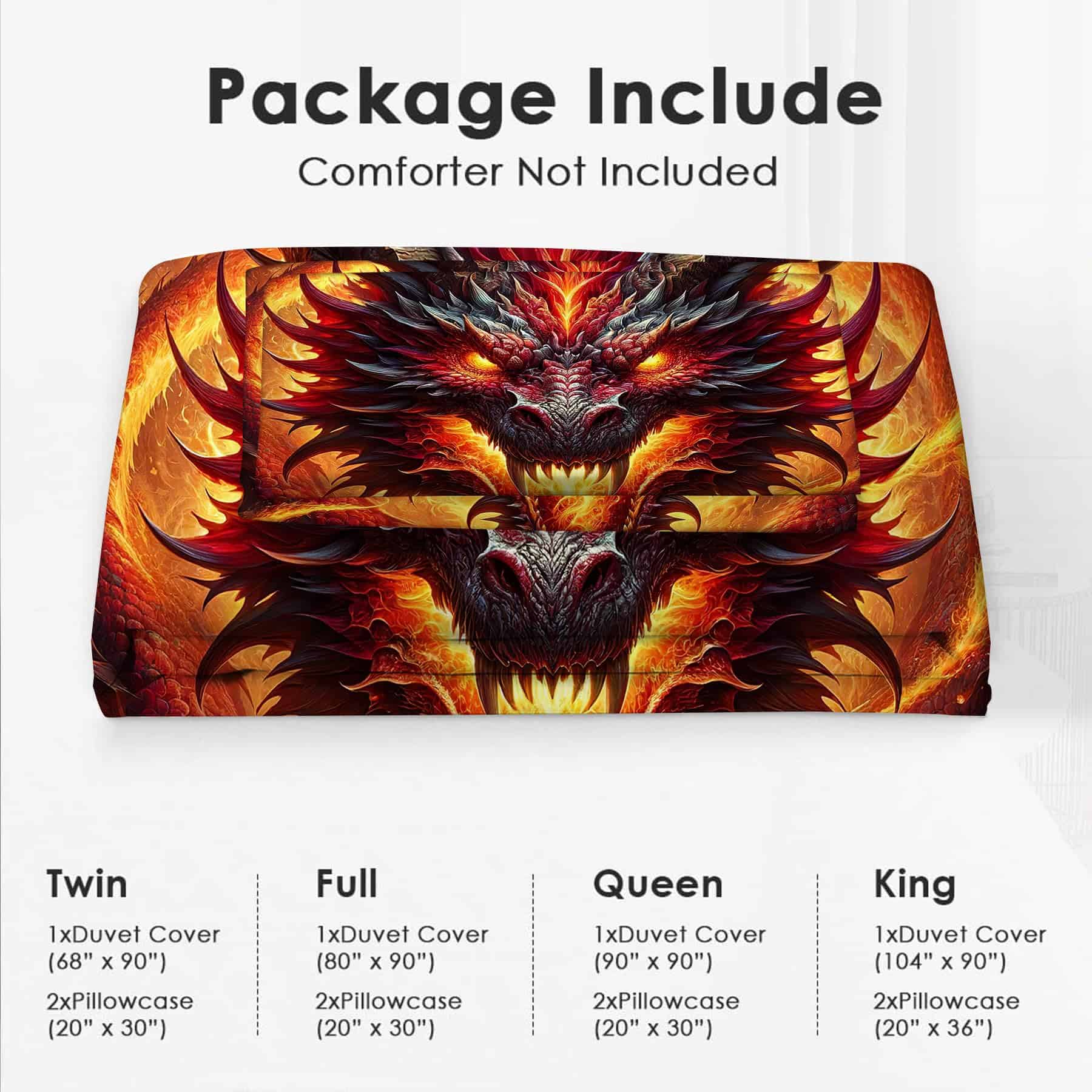 Juego de Ropa de Cama de Dragón Twin Queen King Tamaño - Imagen 7