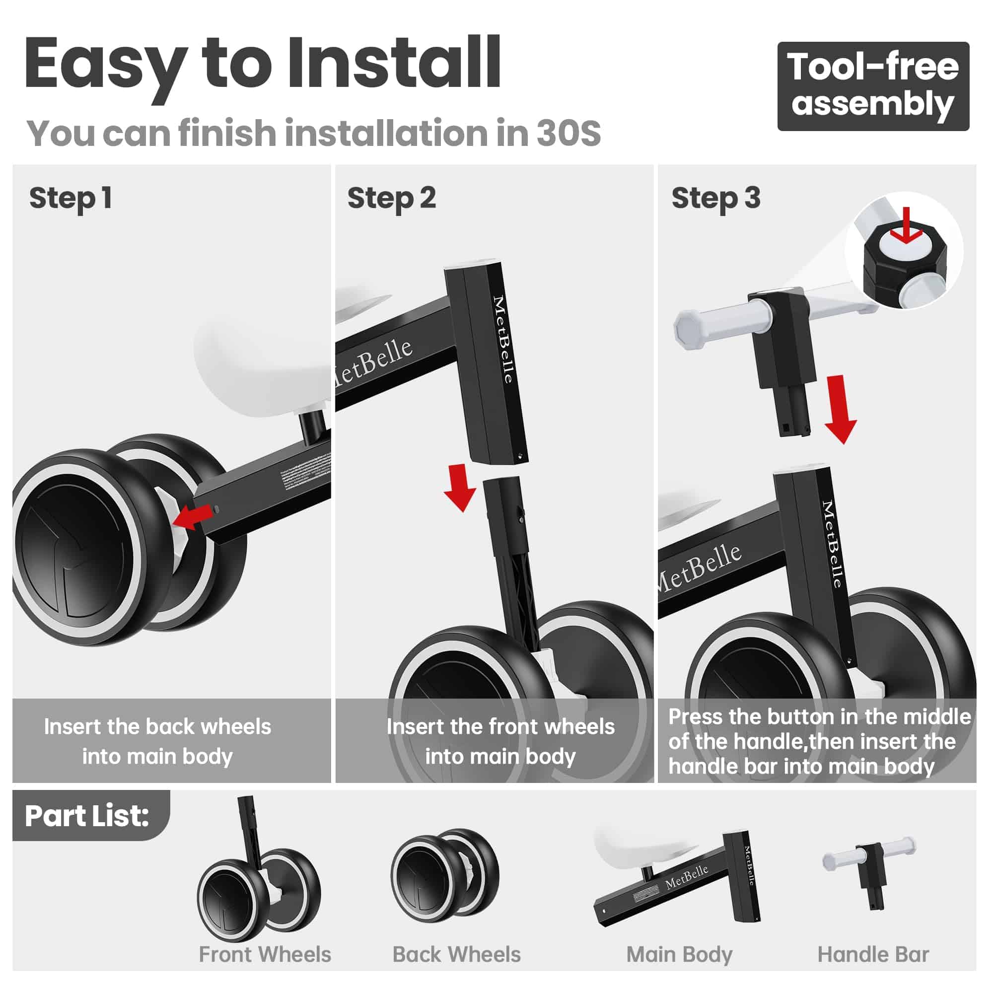 Bicicleta de Equilibrio para Bebés con Luces de Colores - Imagen 8