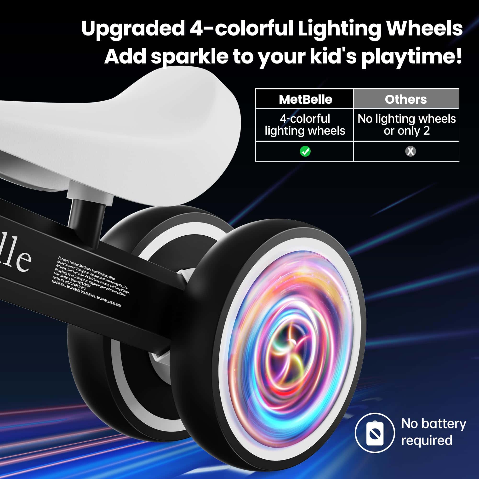 Bicicleta de Equilibrio para Bebés con Luces de Colores - Imagen 3